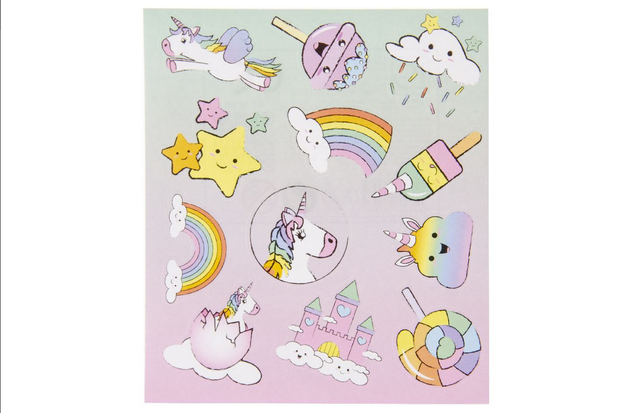Einhorn-Sticker auf Karte Einhorn-Sticker auf Karte